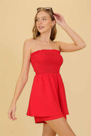 Gigi Red Strapless Romper side
