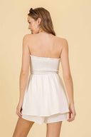 Gigi White Strapless Romper back