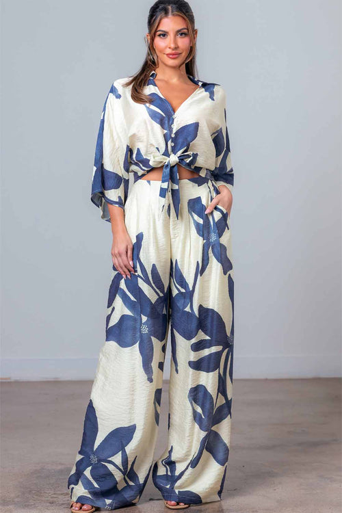 Dolman Sleeve Floral Pants Set
