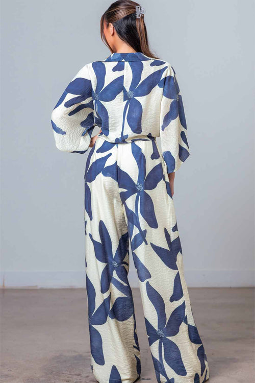 Dolman Sleeve Floral Pants Set back