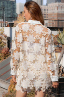 Beige Crochet Daisy Short Set back