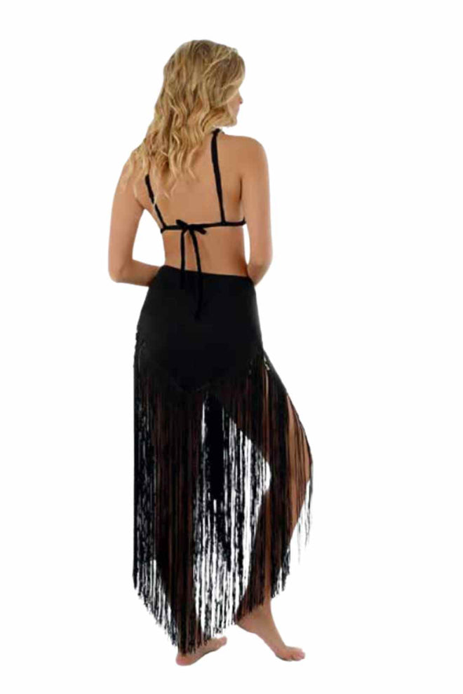 Milonga Black Fringes Skirt back