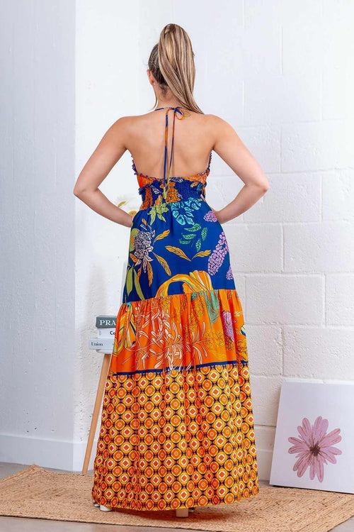 Valerie Orange Patch Maxi Dress back