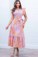 Amy Purple Printed Midi Dress