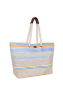Blue Poly Striped Tote Bag side