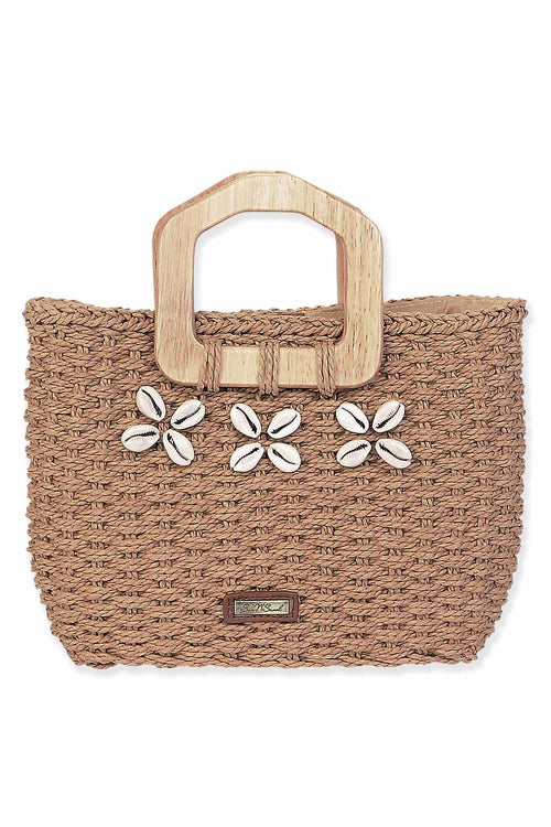 Tan Paper Straw Medium Tote