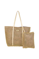 Gold Metallic Crochet Tote Bag