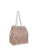 Tan Monstera Straw Tote Bag side