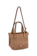 Tan Poly Straw Crossbody