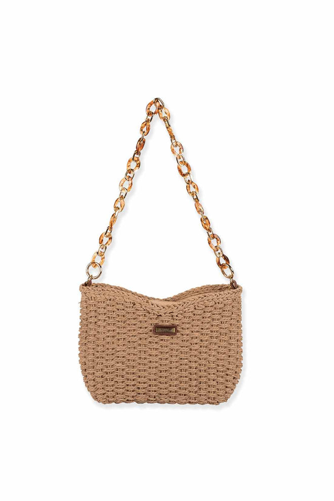 Tan Paper Straw Crossbody