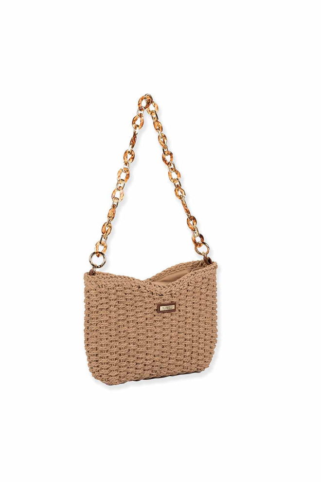 Tan Paper Straw Crossbody side
