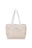 Silver Paper Straw Tote Bag