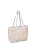Silver Paper Straw Tote Bag side