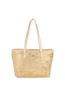 Gold Paper Straw Tote Bag