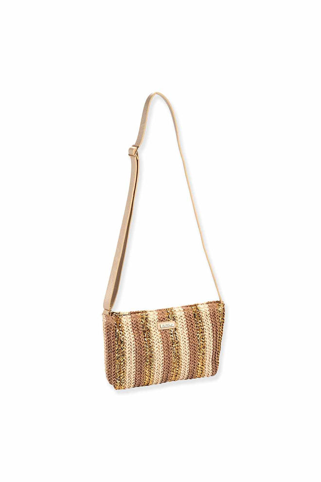 Tan Lurex Paper Straw Crossbody side