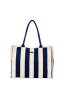 Navy Striped Canvas Tote Bag