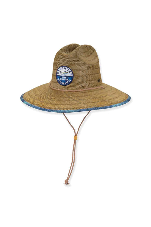 Blue Palms Rush Straw Lifeguard Hat