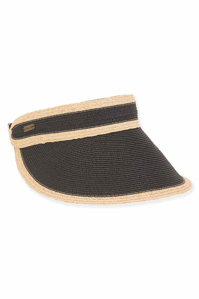 Emma Black Raffia Visor