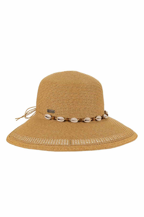 Natural Cowrie Backless Bucket Hat