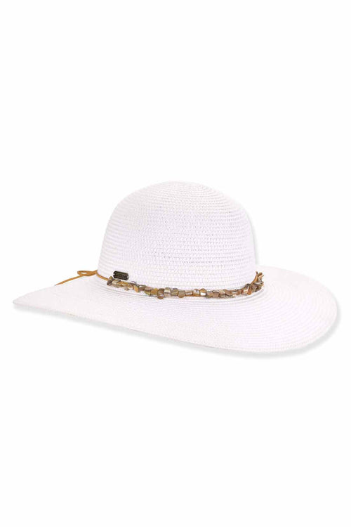 Stone White Paper Braid Floppy Hat