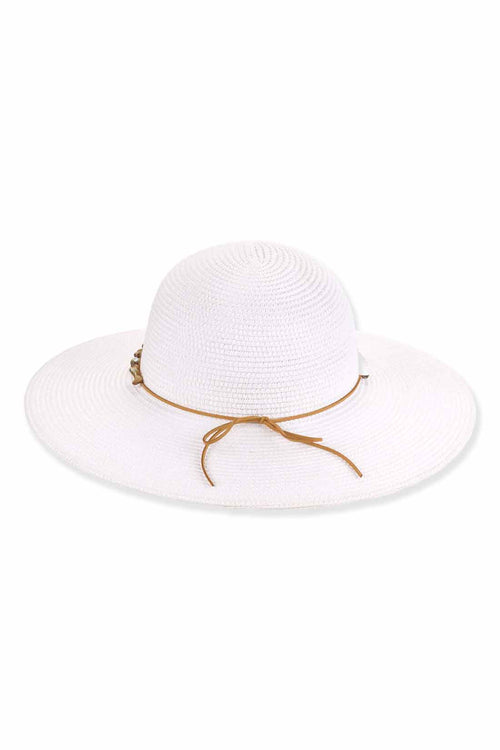 Stone White Paper Braid Floppy Hat back