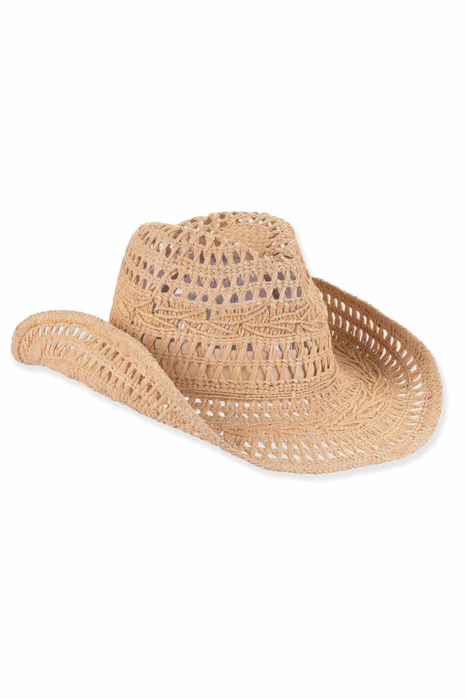 Cande Natural Raffia Western Hat