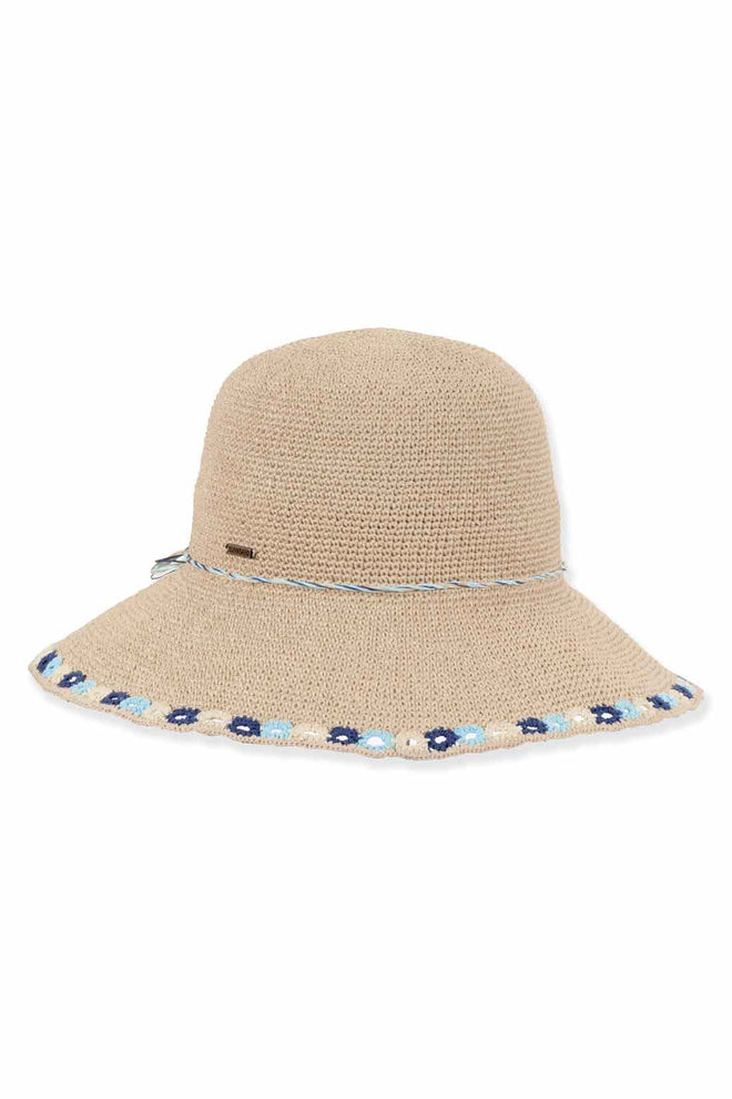 Natural Crochet Flowers Bucket Hat