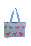 Flamingo Blue Beaded Tote Bag