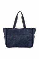 Blue Metallic Palms Shoulder Tote back