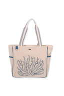 Blue Coral Beaded Tote Bag