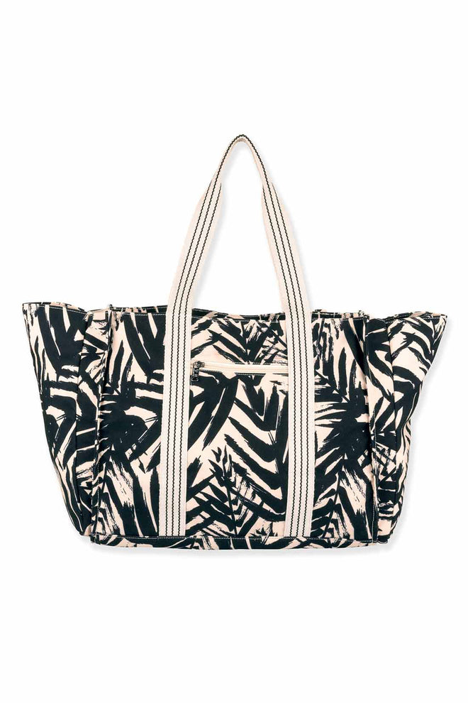 Two Tone Palms Shoulder Tote back