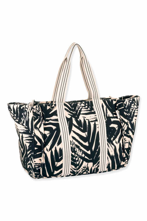 Two Tone Palms Shoulder Tote