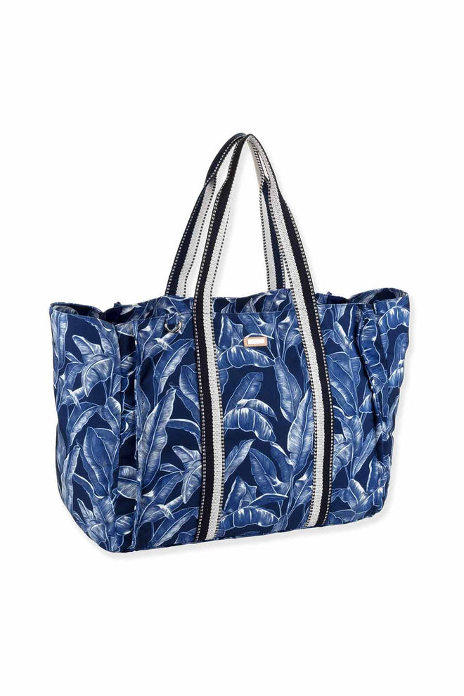 Two Tone Leaves Shoulder Tote